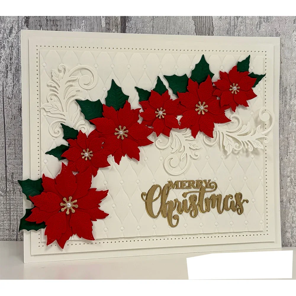 Angel Pierced Poinsettia Crystal Snowflake Merry Christmas Metal Cutting Dies Stamps for DIY Handmade Scrapbooking July 2026 New
