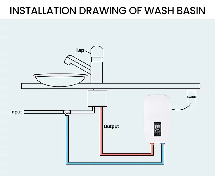 Aquecedor de água instantâneo portátil sem tanque de alta potência de boa qualidade de fábrica 8,5kw para chuveiro