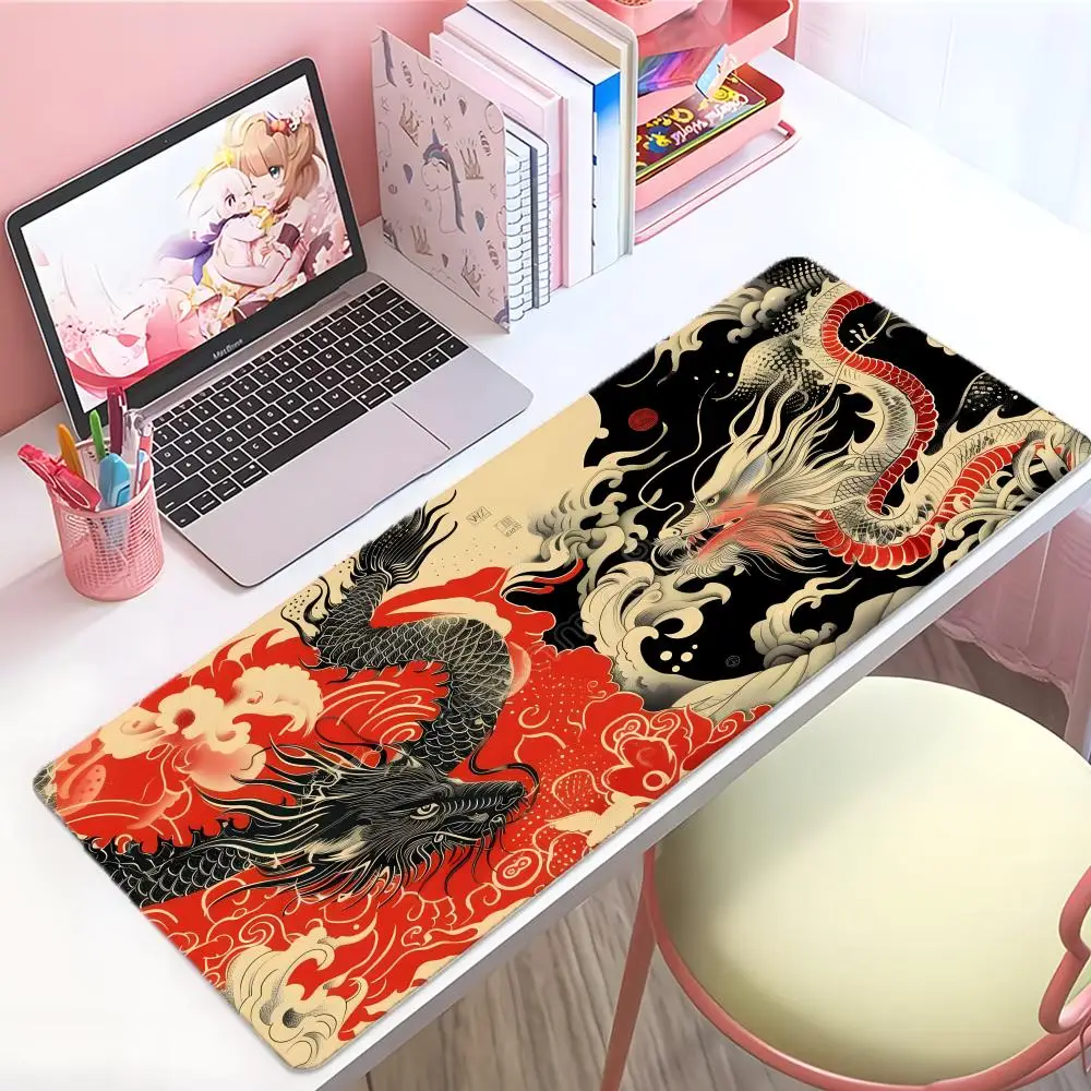 Mythical Dragon Eastern Dragon Mouse Pad Large Thick Desk Pad Stitched Edges Gaming Mouse Mat For Pc