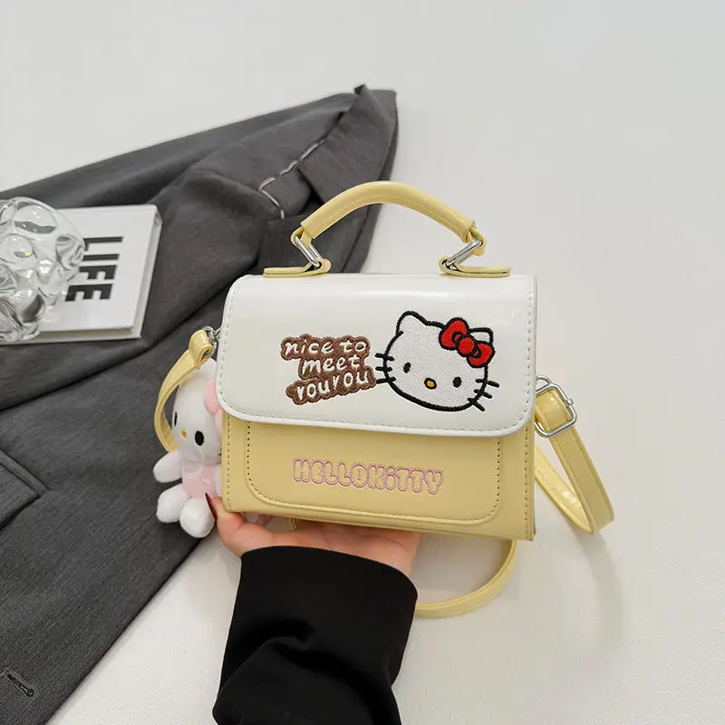 

Sanrio Hello Kitty Cute Embroidery Small Square Bag Korean Version Trendy Versatile Women's Bag Casual Niche Office Lady Handbag