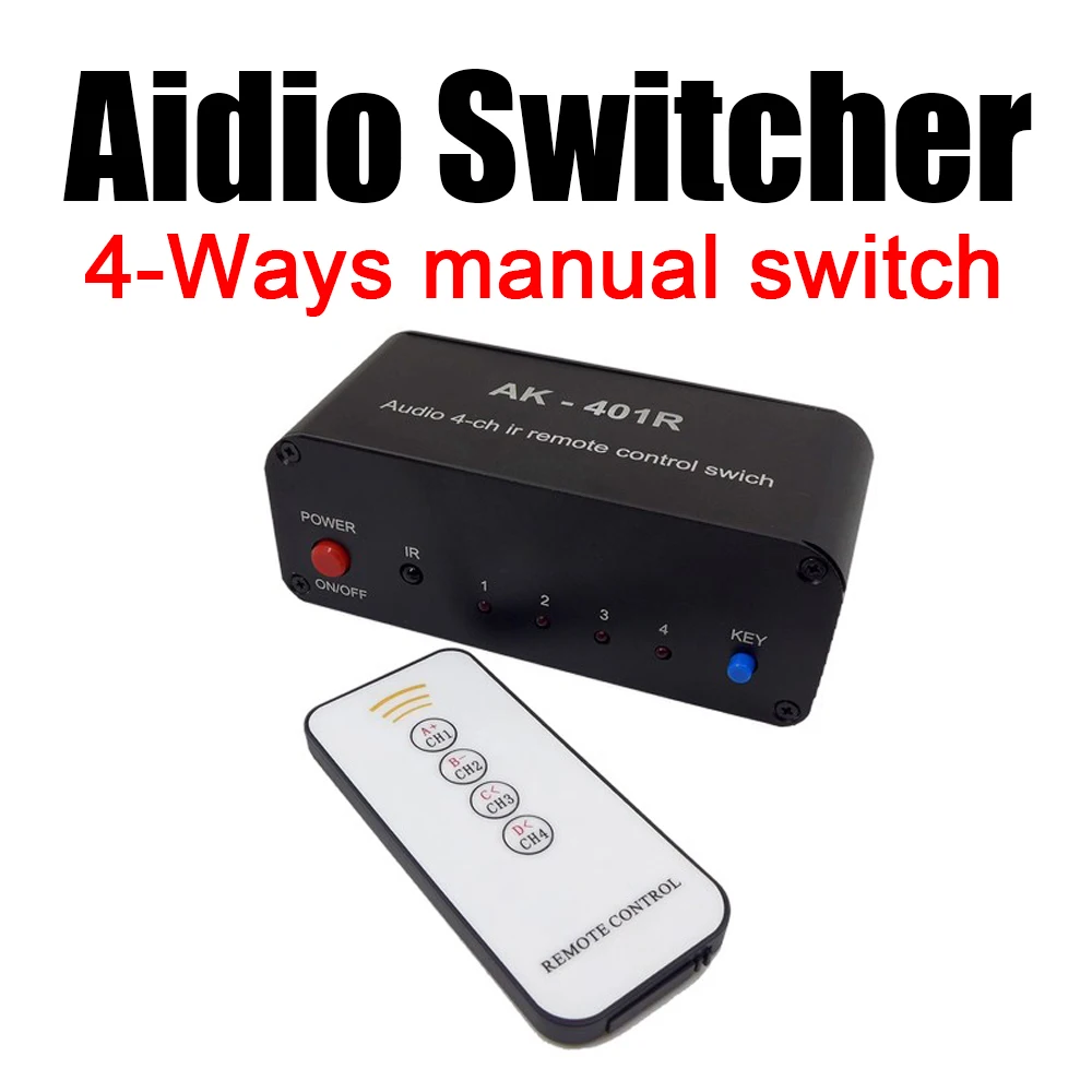 Interruptor de Áudio Estéreo para cd Player 4-way Controle Remoto ir Sinal av Comutação de Fonte 4-in1
