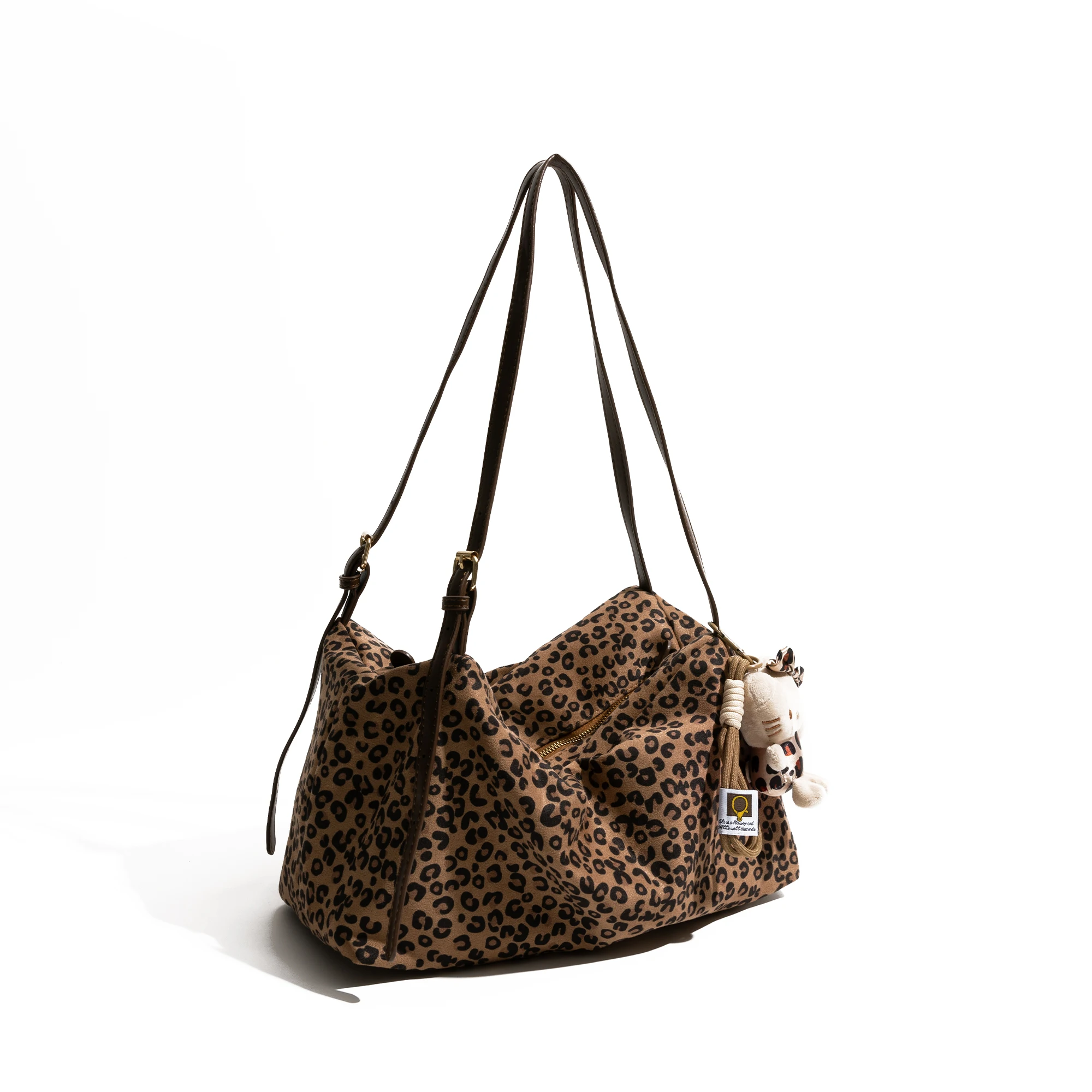 MABULA Vintage Leopard Print Pillow Bag Commuter Shoulder Bag Large Capacity Underarm Tote Bag Travel Handbag