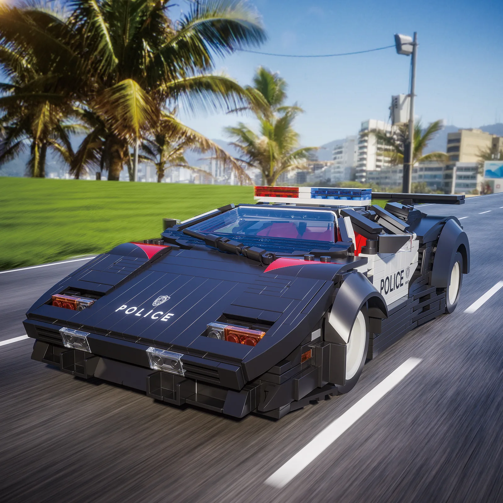 ชุดตัวต่อรถสปอร์ตตำรวจ Bull Aventador รุ่นจำลองขนาด 1:18 ของเล่นตัวต่อสำหรับสะสมและเป็นของขวัญ