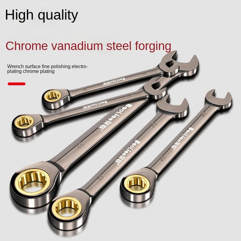 1pc 6-32mm Combination ratchet Wrench Chrome Vanadium Opened Ring Combo Spanner Household Car Repair Metric Hand bikeTools