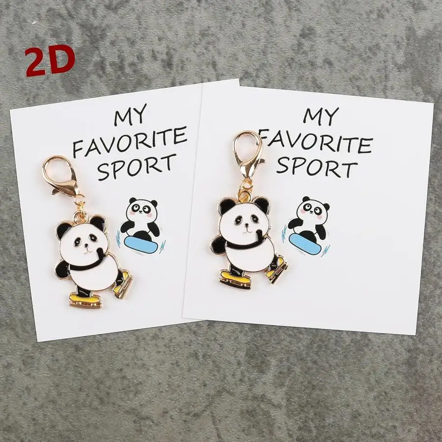1/5/10/20/50/100pcs 2D Flat, s 2D Fashion Skating Panda Keychain Set with Inspirational Card, the Top Choice for Skating Enthusi