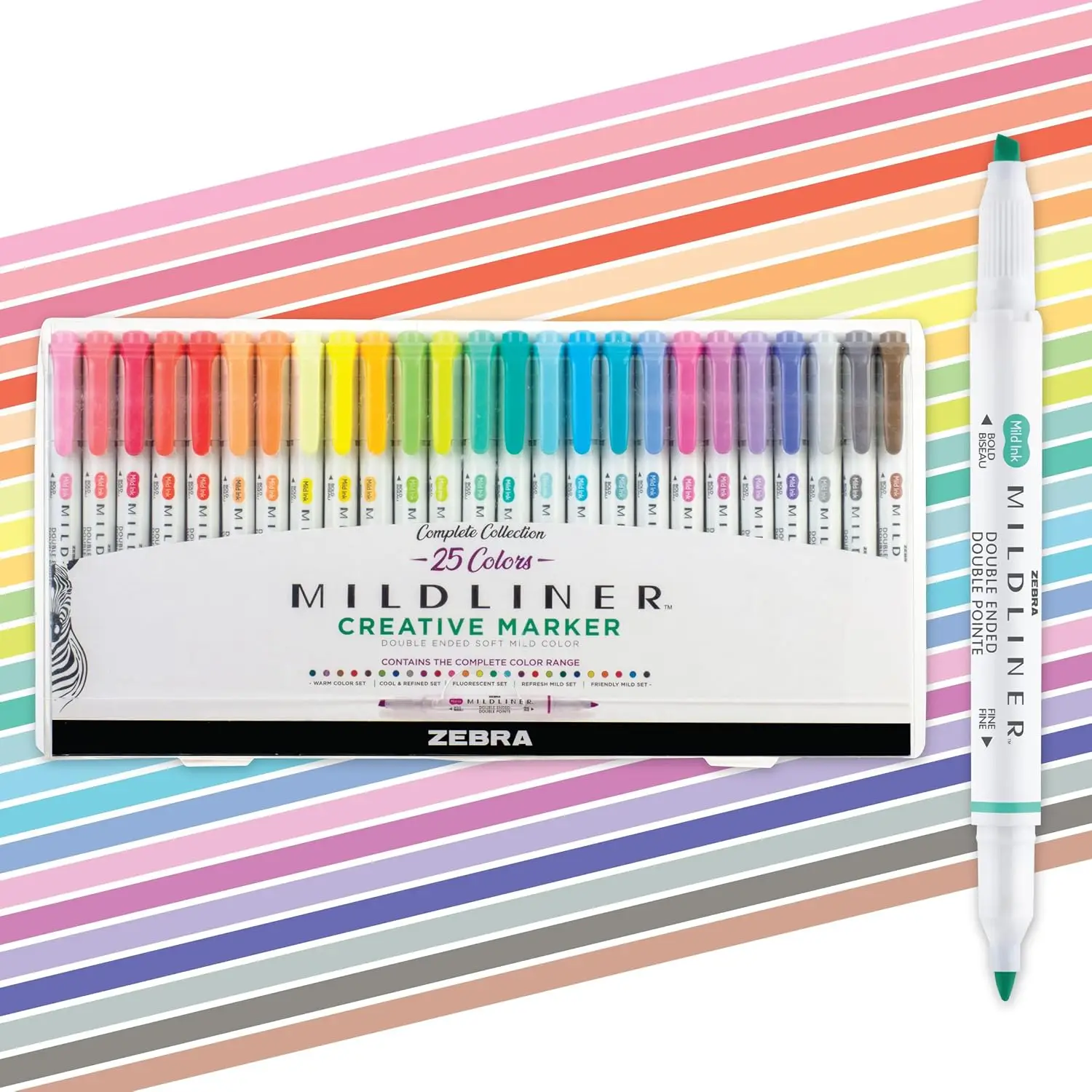 

Dual-Tip Highlighter Set, Broad & Fine Point, No Bleed for Bible Journaling, School & Office Supplies, 25 Assorted Colors