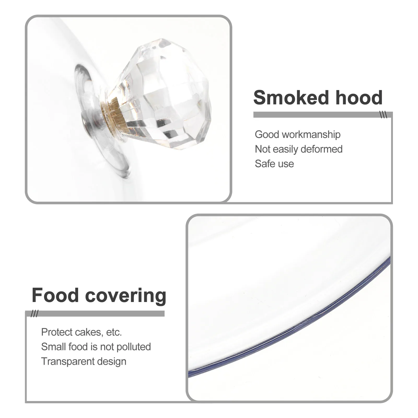 1pc Smoky Transparent Food Cover Protection Lid Sturdy Cake Dessert Snack Cover Insulation Tray Tent Home Use Medium Size