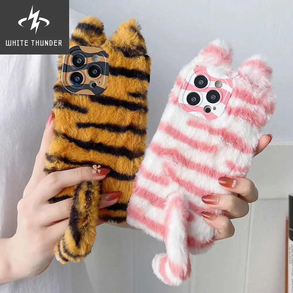 

Boucho 3D Fluffy Plush Cat Phone Case Iphone For IPhone 13 Pro Max Case 12 11 Pro 13pro 7 8 Plus SE 3 2020 Shockproof Soft Cover