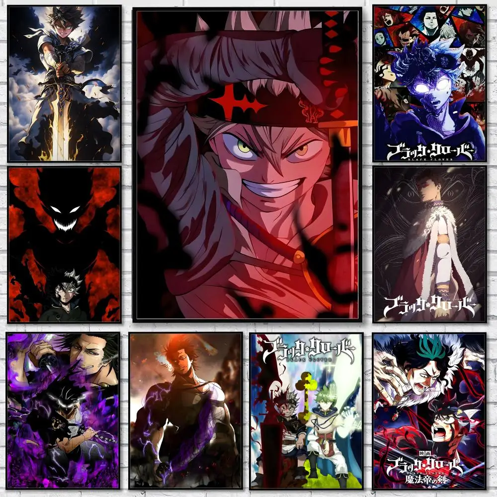Anime B-Black Clover Waterproof HD Wall Sticker Self-Adhesive Art Poster Fade Resistant Home Room Decor