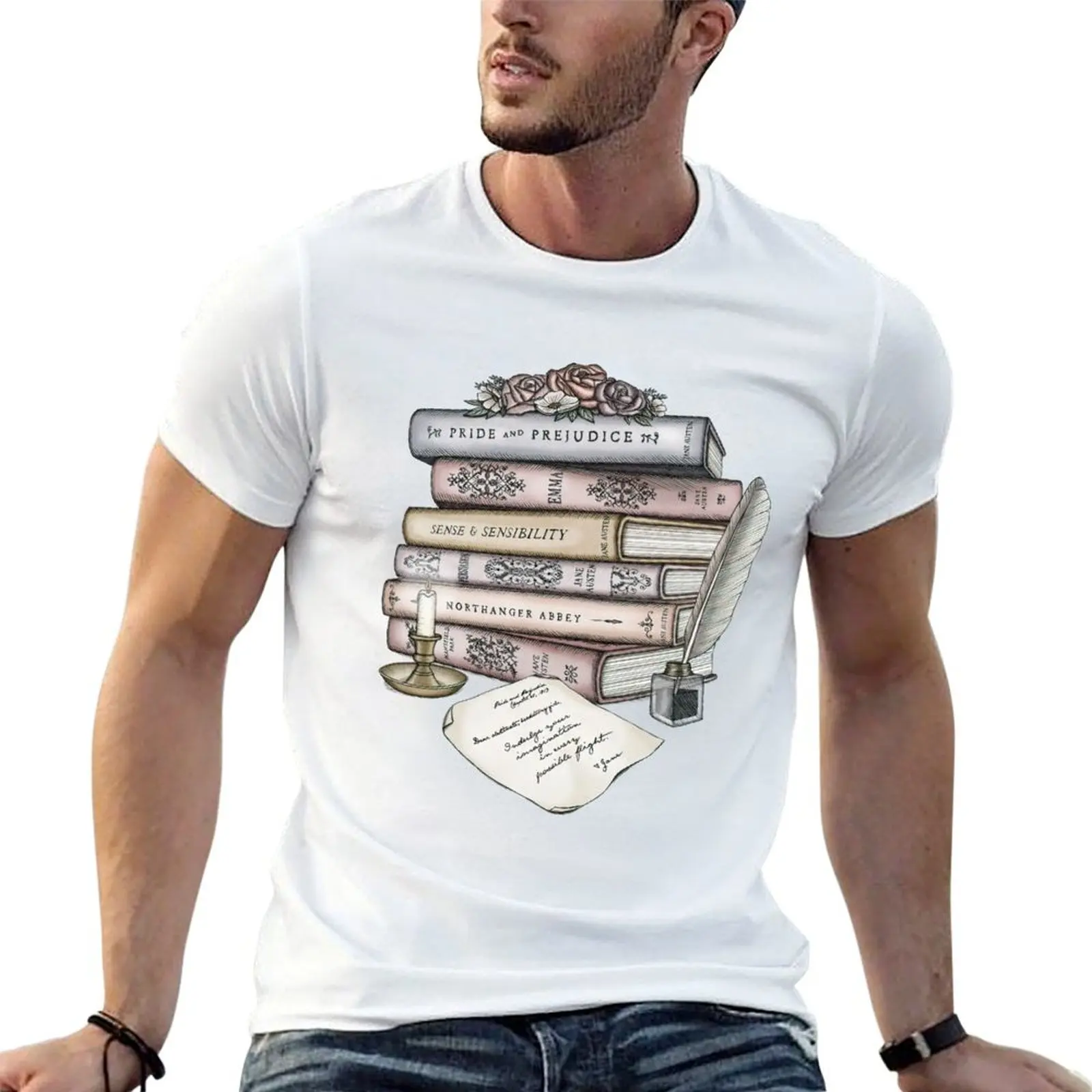 T-shirt de la collection Persuasion Book, t-shirts amusants en coton pour homme, t-shirts anime pour homme