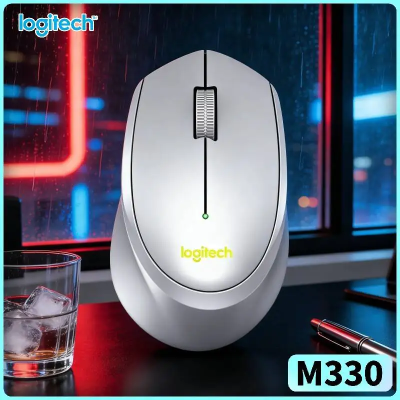

Logitech M330 Ergonomic Wireless Mouse 2.4GHz Silent Click USB Nano Receiver Easy Quick for Windows Mac Linux PC Desk