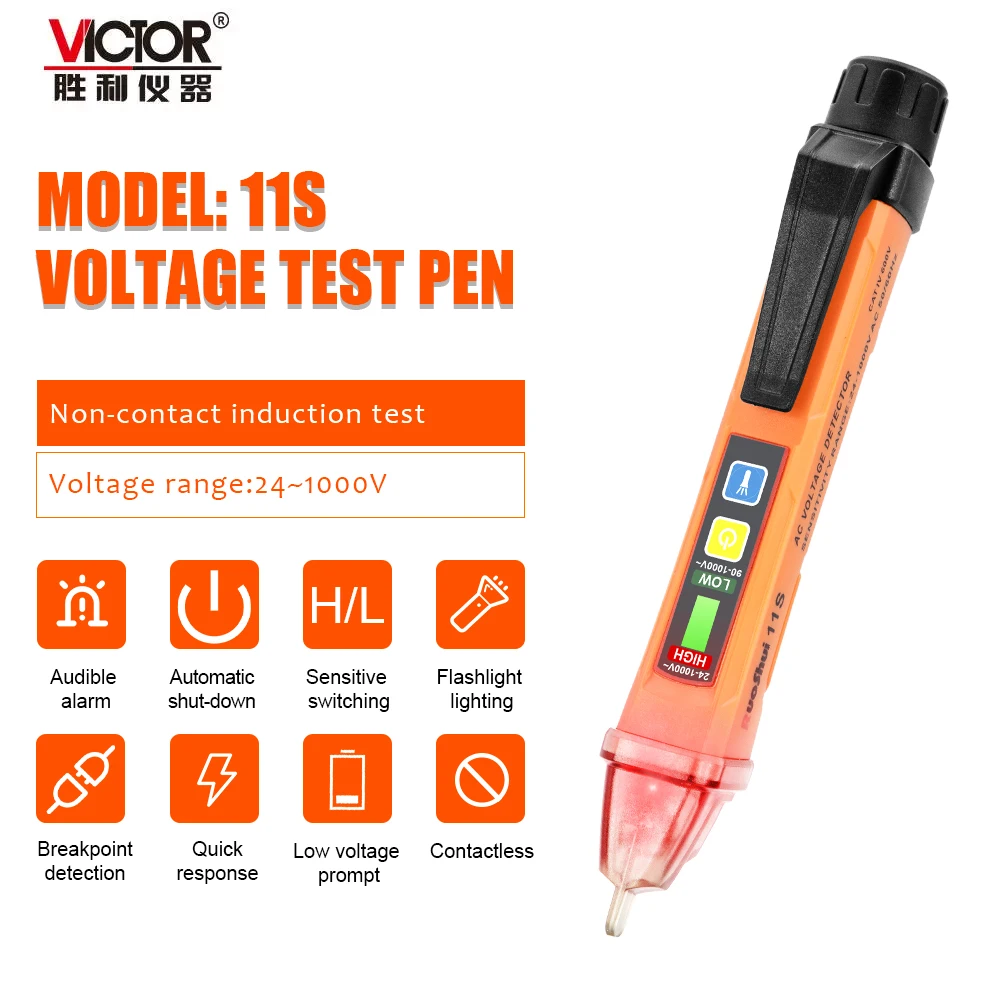 VICTOR VC10/11S Voltage Electric Volt Detector Test Pen No Contact Sensor 12-1000V Contactless Electric Tester Pen Power Sensor