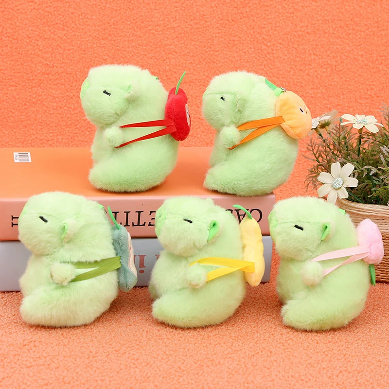 Cute Capybara peluche bambola portachiavi animali di peluche Capibara con frutta zaino ciondolo portachiavi regalo di natale di compleanno