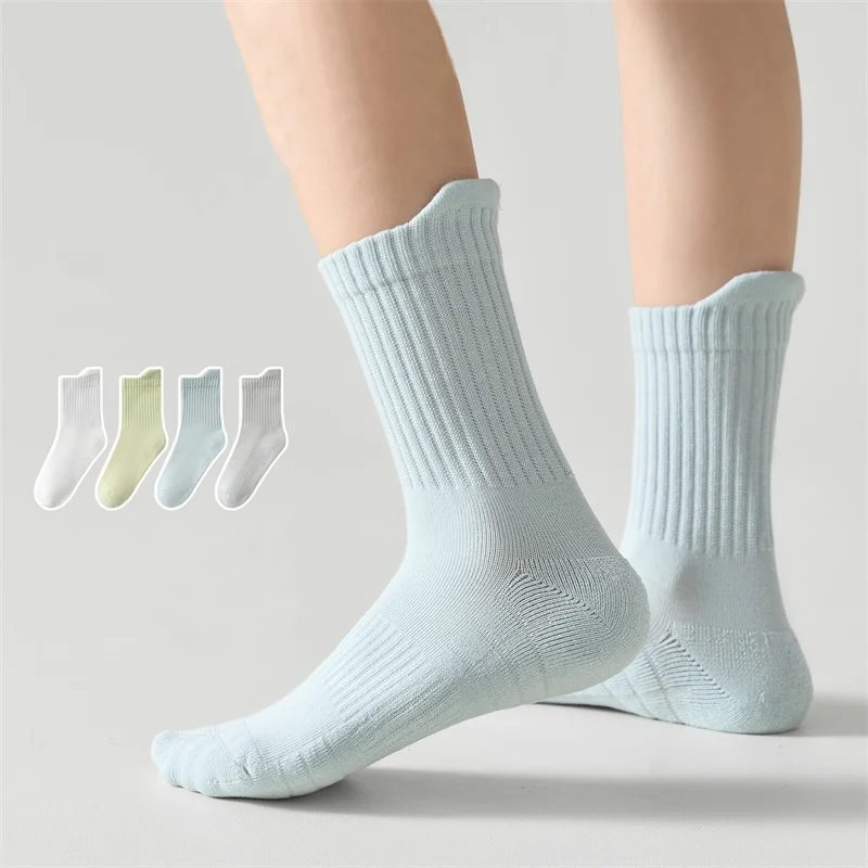 

4 Pairs/lot Children's Mid-Calf Socks Four Season Towel Sports Trendy Sock Kids Basketball Football Socks for Boys Girls 1-15Y