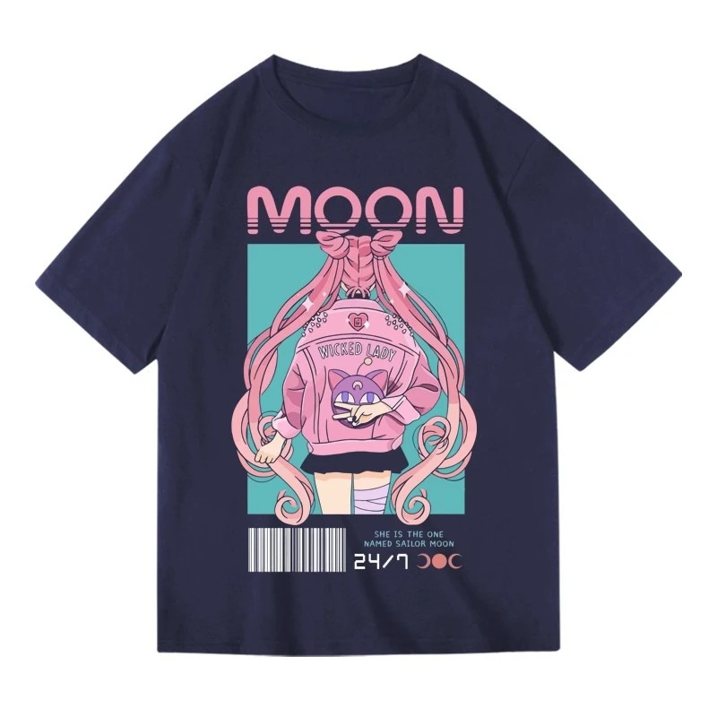 バンダイ 2025 新セーラームーンアニメグラフィック Tシャツメンズルーズカジュアルレディース半袖 Tシャツルーズプラスサイズトップ
