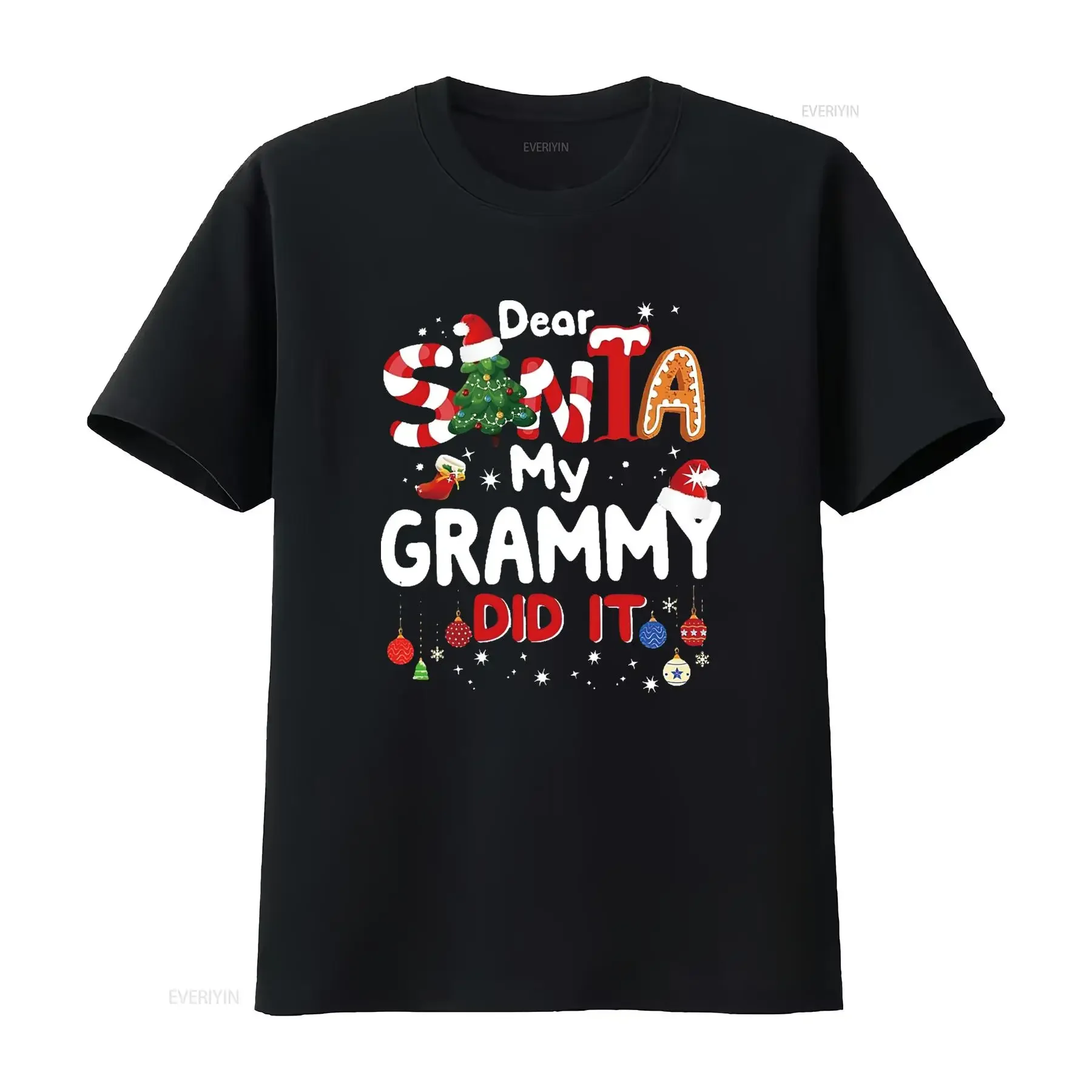 Mens Dear Santa My Grammy Did It Funny Christmas s Boys Kids  T Shirt Black X Large vintage Washed Soft Slightly Breathable