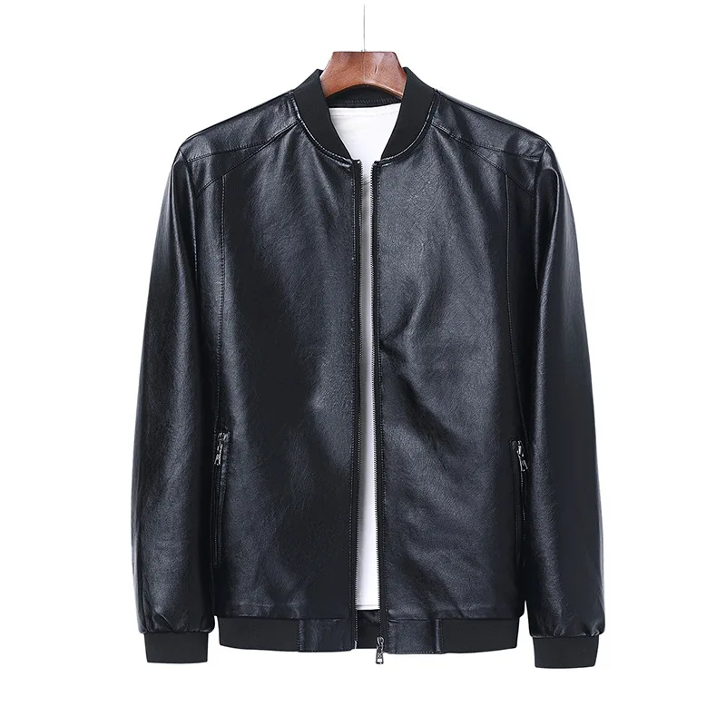 

2023 -2263 Autumn And Spring Men's Stand Collar Jacket Natural Leather Thin Section Plus Velvet Fashion Jacket Motorcycle Youth