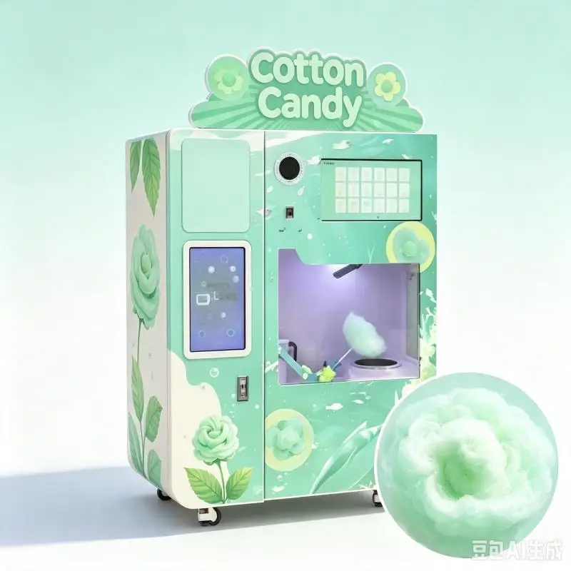 Cotton Candy Vending Machine Automatic Smart Candy Floss Equipment Customized Appearance Design For Retail Locations