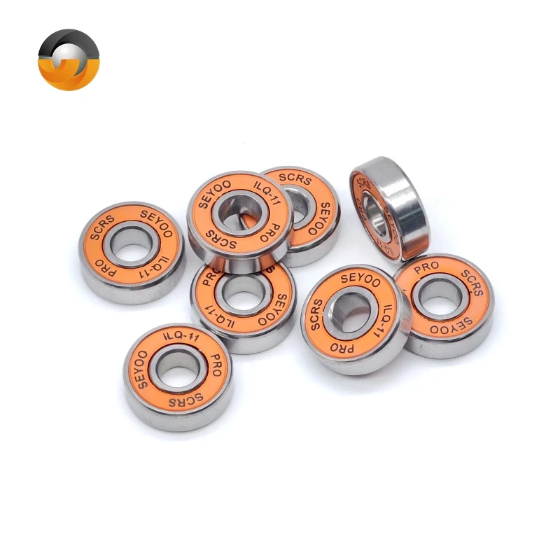 8Pcs Orange Sealed 608RS ILQ-11 8x22x7mm Bearing Durable Less Friction Steel Bearings For Skateboard Inline Skates Wheels