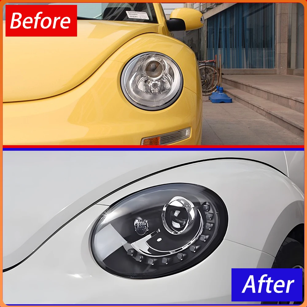 LED Car Headlights Assembly For 1998-2012 VW Beetle Projector Lens High Quality Plug and Play Auto Front Lamps Tool Accessories