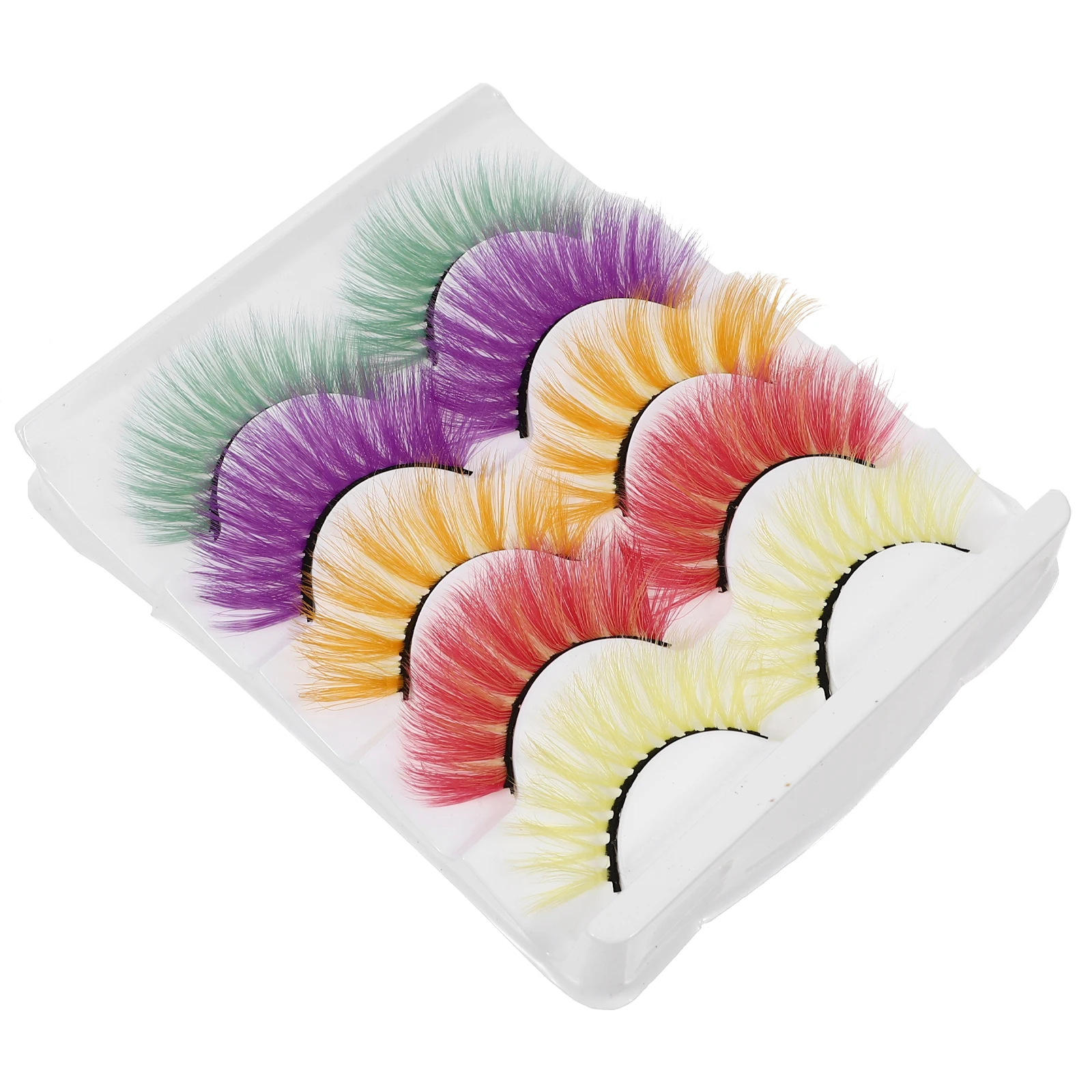 

Colorful False Eyelashes 5 Pairs Fake Lashes for Daily Party Use Long Thin Comfortable Premium Material Suitable Makeup Effects