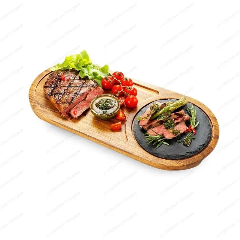 

Extra thick steak tray Acacia wood home western food rectangular plate Japanese durable plate new cheese board