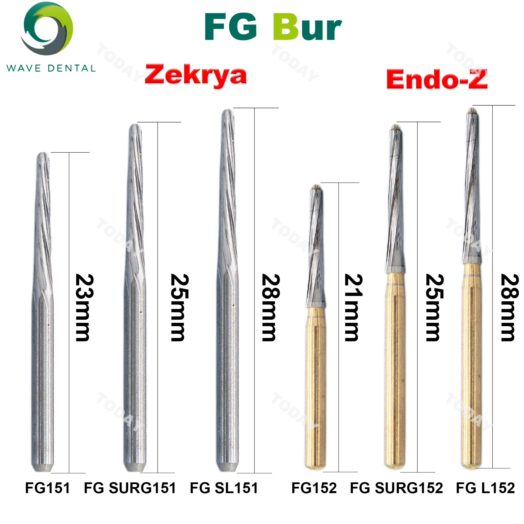 WAVE Dental Endo Z Carbide Tungsten Burs Zekrya Drill Tooth Extraction Burs FG1.6mm For High Speed Handpiece 5Pcs/Pack