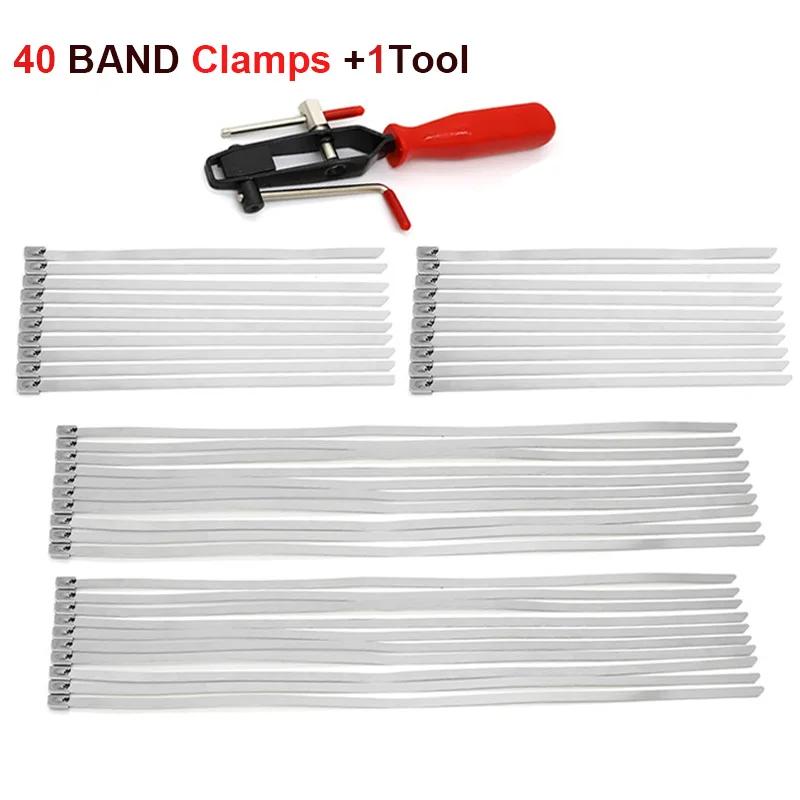 New Auto / ATV CV Joint Banding Boot Axle Clamp Tool with 20 / 40 BAND Clamps Stainless Steel Clamp Pliers Car Banding Tool