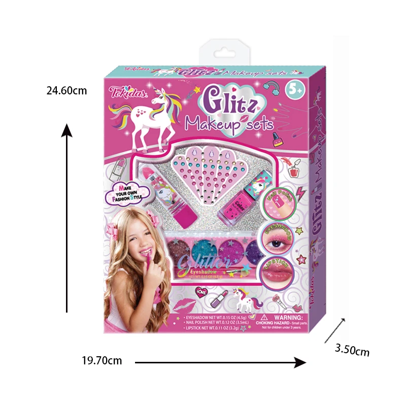 2024 Kids Makeup Set Glitz Makeup Sets Nail Polish Art Gem Stickers Eyeshadow Kids Toys