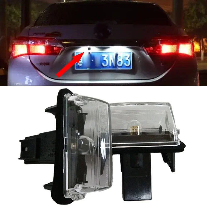2pcs Rear License Plate Light Lamp For TOYOTA VERSO 2009-2012 E`Z YARIS LEVIN CAMRY COROLLA 2007-2014 AURIS AVENSIS 2008-2013