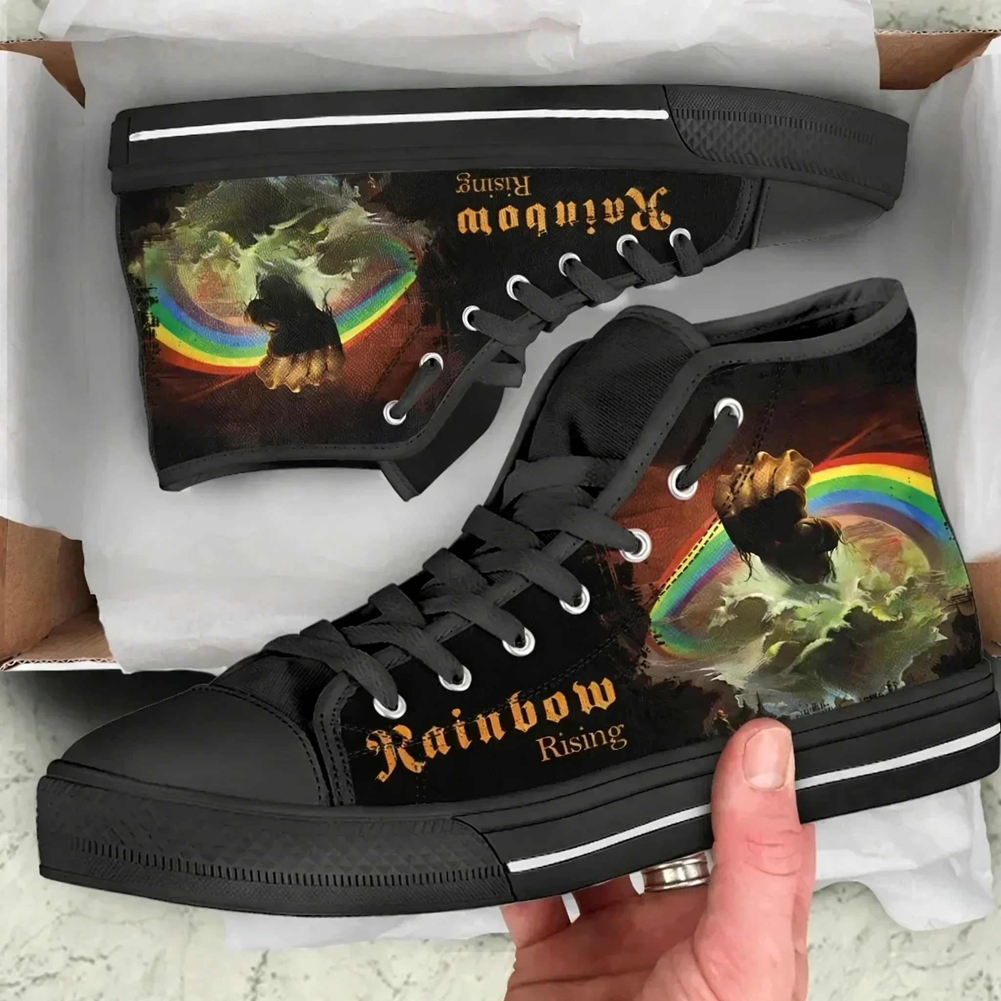 Hot Cool Temple of The King Rainbow NOVO Lançamento Tênis de Lona Leve de Cano Alto Masculino e Feminino Casual Respirável