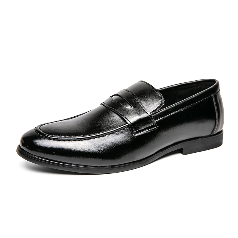 Mocassins de couro genuíno masculino, sapatos de negócios, vestido de noiva, moda casual, centavo, macio