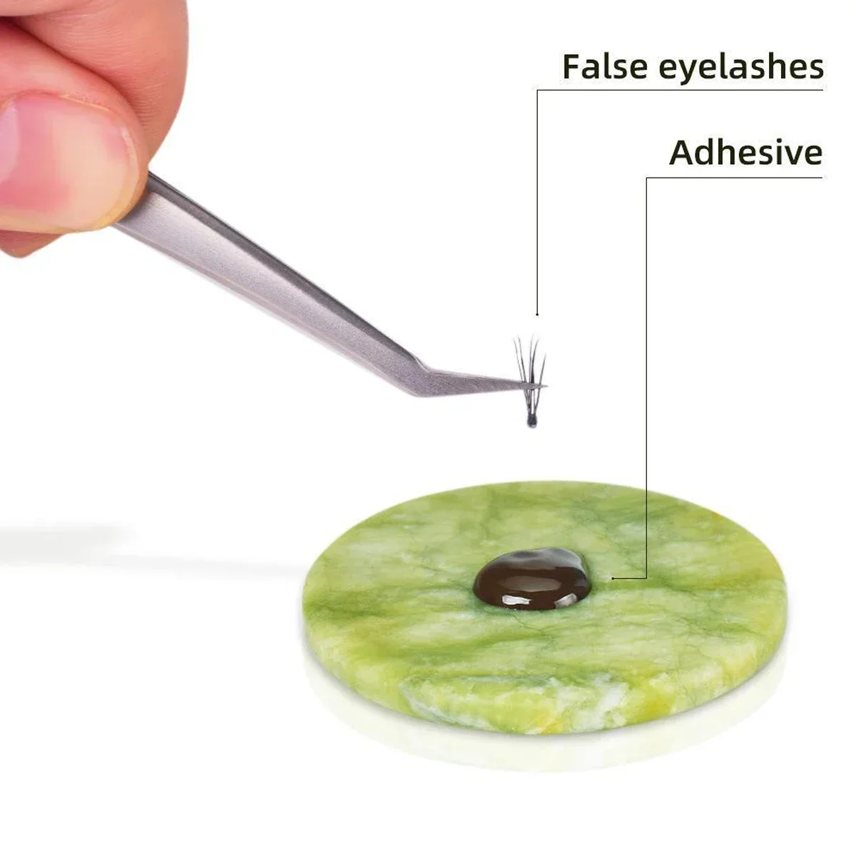 1/2 Stuks Wimper Lijm Pallet Lash Extension Gereedschap Roze Groene Jade Steen Herbruikbare Valse Wimpers Lijm Pad houder Accessoires