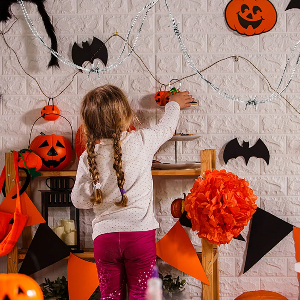 

4Pcs Iron Wire Chain Halloween Fake Barbed Wires Prop Lightweight Decoration for Haunted Party Cheerful Atmosphere