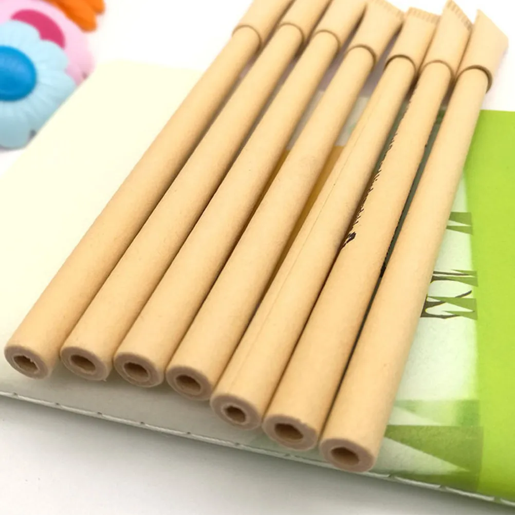 

15Pcs Kraft Paper Tube Ballpoint Pens Rounded Grip Creative Writing Pen for School Journaling Drawing Ball-Point Pen
