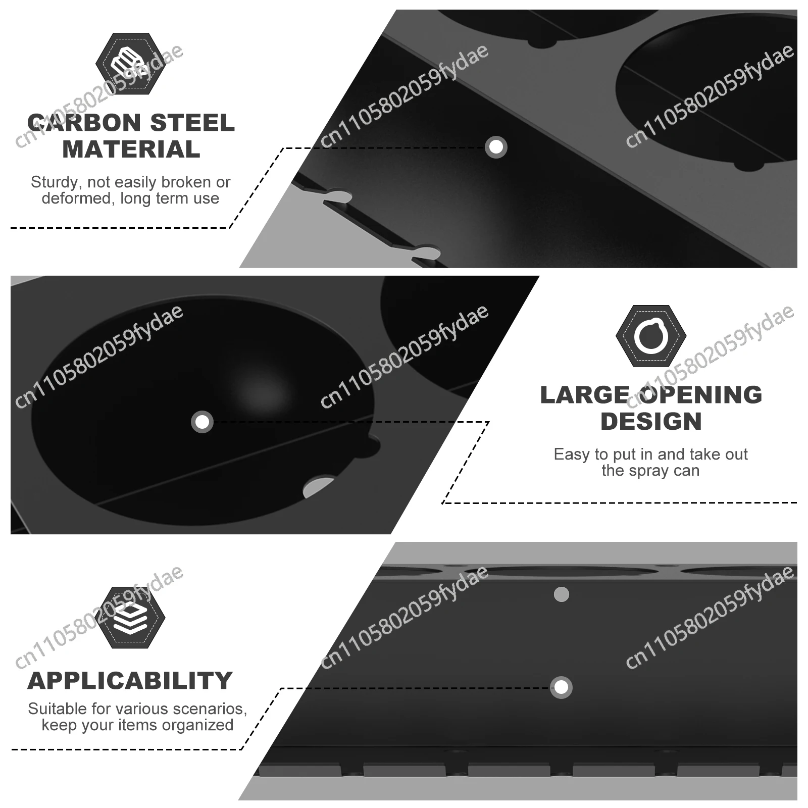 Carbon Steel Aerosol Spray Can Holder Large Opening Wall Mounted Aerosol Spray Organizer Multipurpose Easy Access