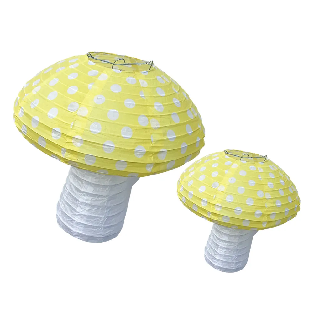

2Pcs Yellow 20cm Paper Lanterns Mushroom Decor Cute Kids Birthday Party Wedding Celebration Hanging Home Decor