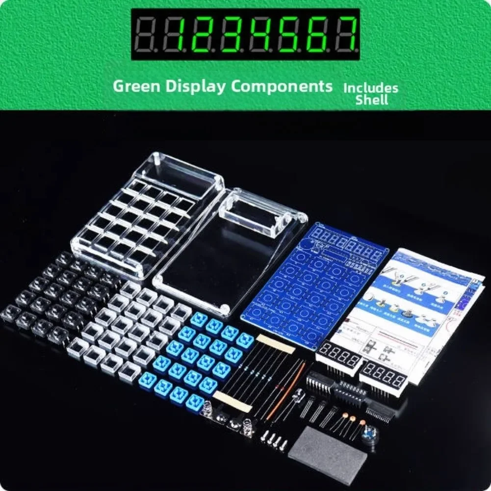 1set DIY Calculator Kit With 51 Microcontroller 7-Digit LED Digital Tube Solder Practice DIY Electronics Kit Microcontroller