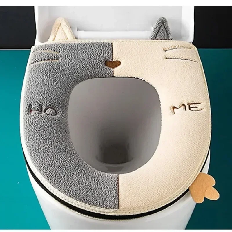 Universal Toilet Seat Cushion Warm Toilet Seat Cushion Household Toilet Seat Cover Washer Suede Toilet Cover