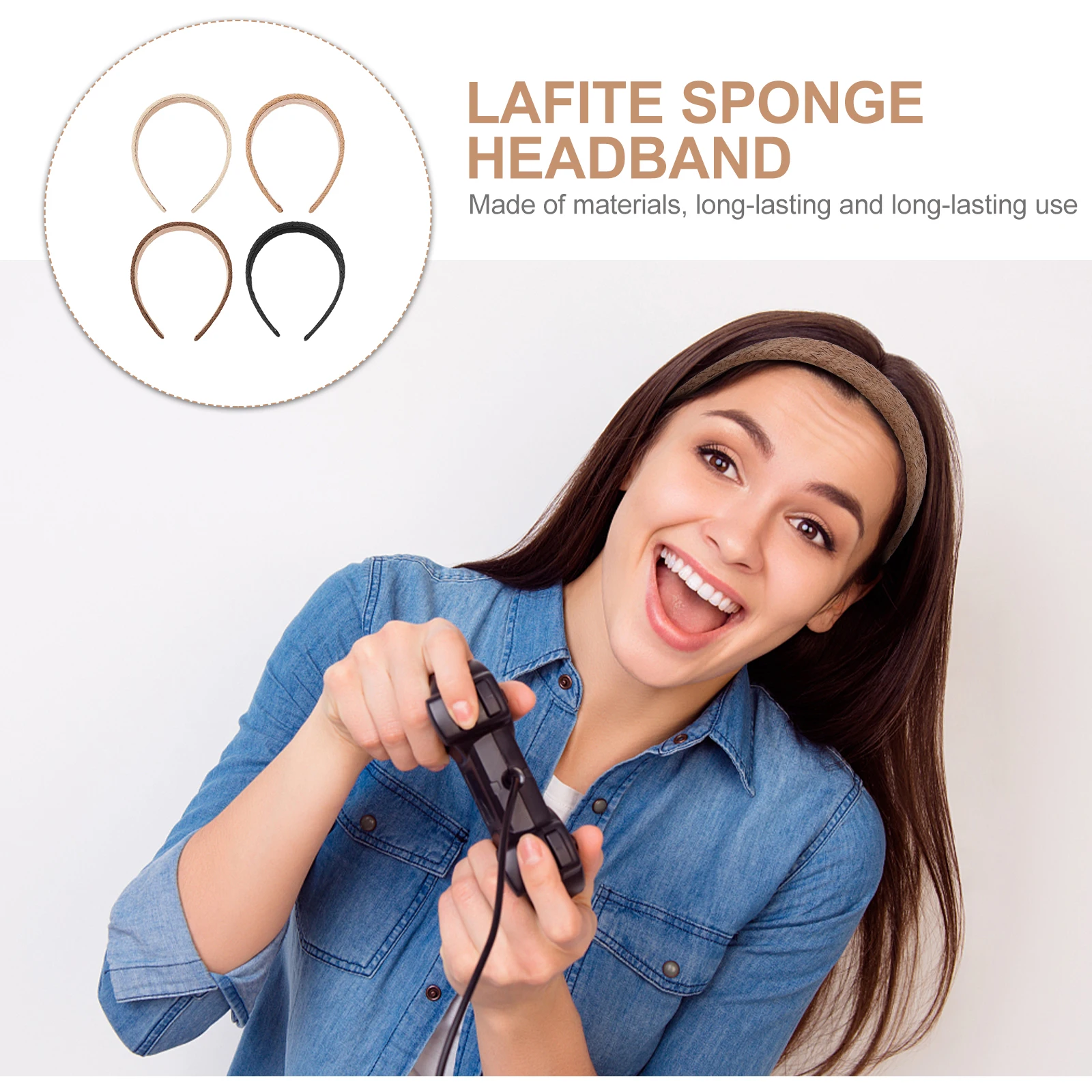 

4pcs Sponge Headband for Women Raffia Simple Hairbands Sturdy Durable Hair Decor Female Headdresses Fashion Accessories