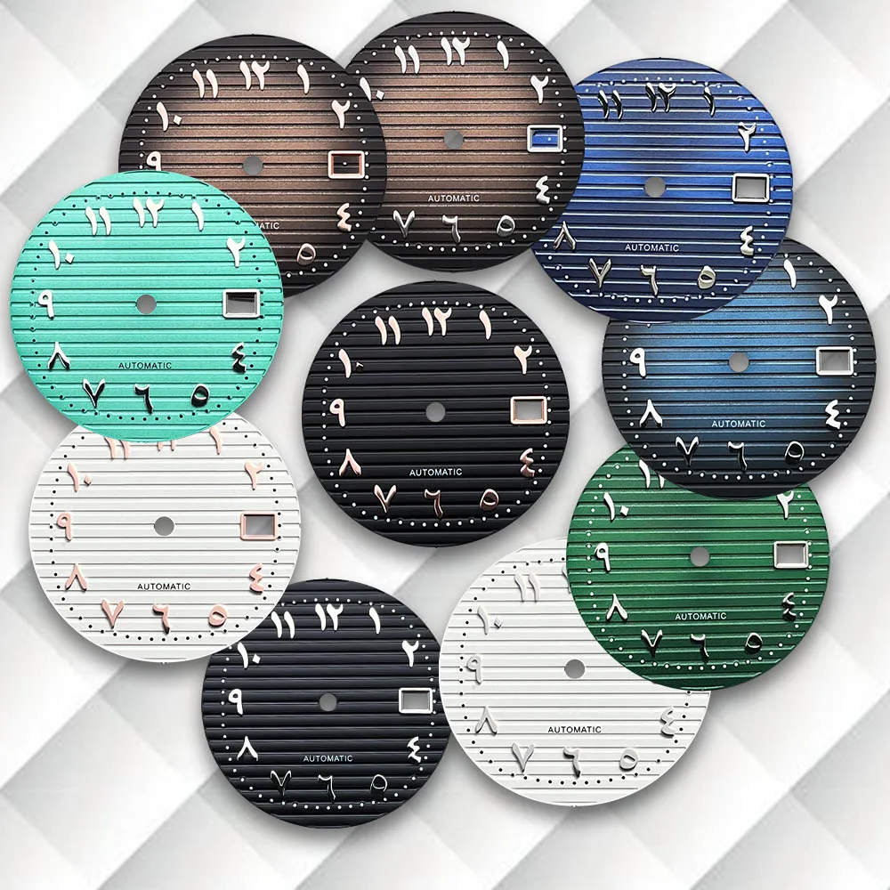 

Latest styles 30.5mm S Logo Dial Fit NH35 Japanese Movement Arab Stripe Dial Watch Modification Accessories