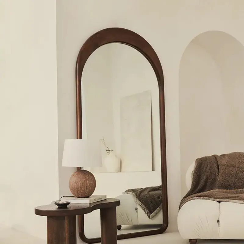 Living Room Decorative Mirrors Vintage Nordic Wooden Standing Mirrors Full Body Bedroom Princess Espejos De Piso Home Decoration