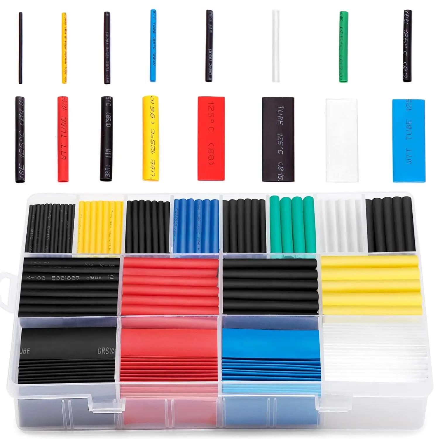 580 Stück 2:1 Schrumpfschlauch-Set, 5 Farben, 8 Größen, verschiedene Schläuche, Kabeldraht-Set für Heimwerker