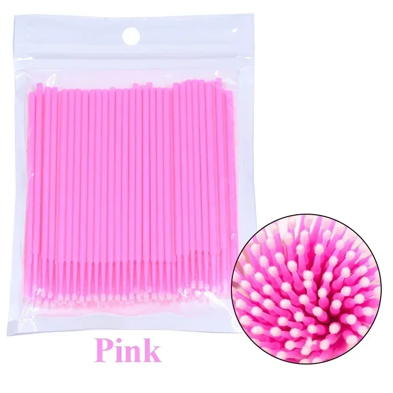 100Pcs Extension Cleaning Micro Cotton Brush Lash Eyelash Swab Makeup Clean Remover Tools Individual Eyelashes Microbrush Beauty