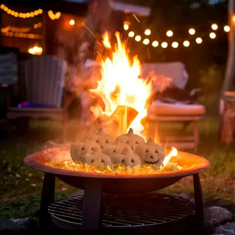 Halloween Simulation Pumpkin Skull Burning Sculpture The Fire Burns The Pumpkin Decoration Halloween Burning Pumpkin Decorations