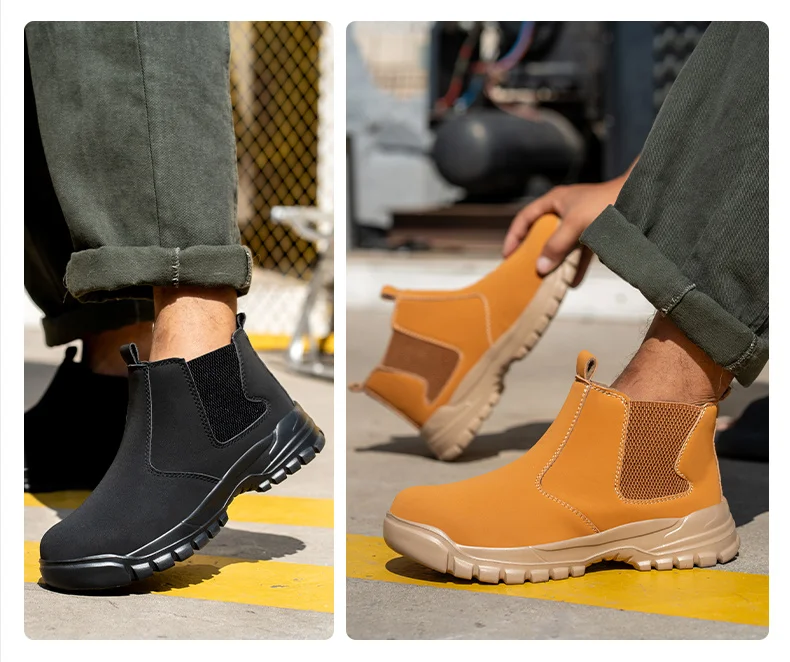 Wasserdichte Lederschuhe für Herren, rutschfeste, unzerstörbare Schutzstiefel, leichte Sicherheitsarbeitsschuhe für Herren, unzerstörbar – Detail 18