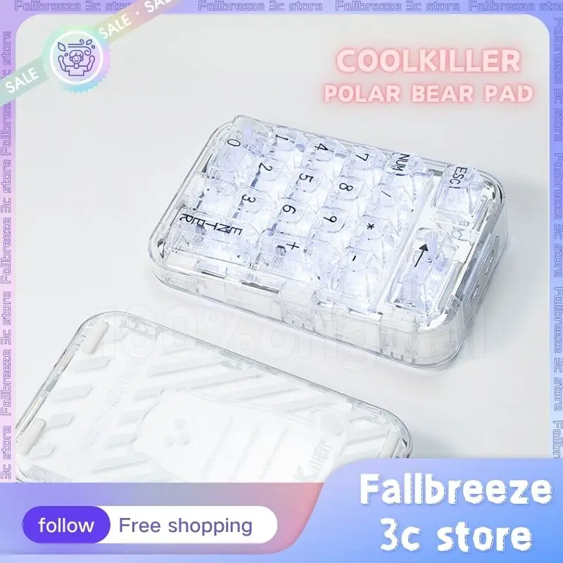 

Coolkiller Polar Bear Number Keypad Mini Portable Pad 19keys 3Mode Transparent 2.4g Wireless Type-C Pad Custom Numeric Keypads