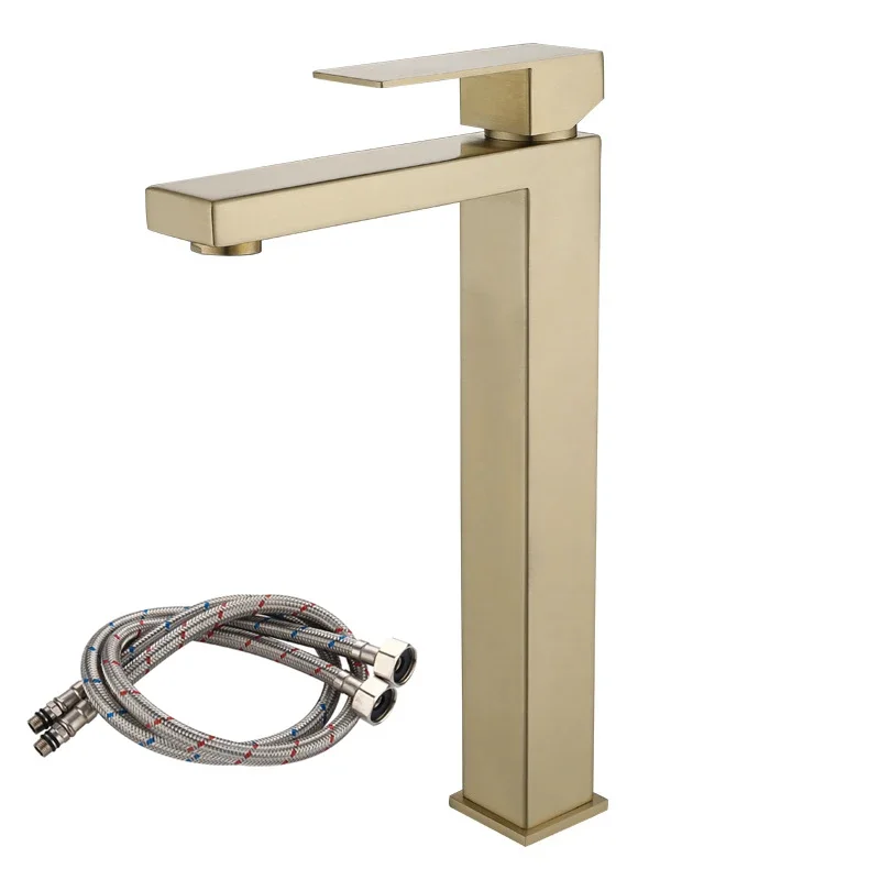 Bathroom Faucet Square Gold Paint Deck Mounted Basin Sink Hot Cold Water Basin Mixer Taps Lavatory Sink Toilet Single Hole Tap