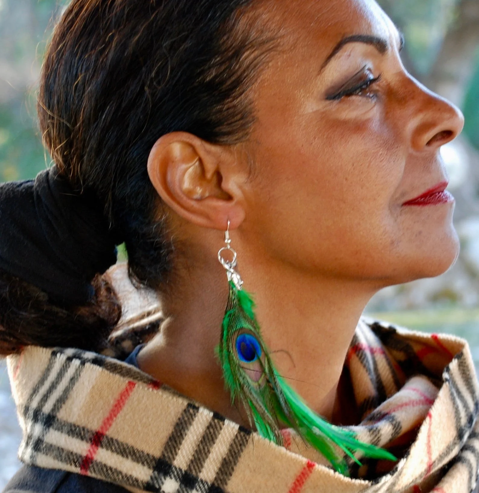 Real Feather Earrings Natural Colour Warm Brown Tan Pheasant and Rooster Feathers Natural Feathers Long Feather