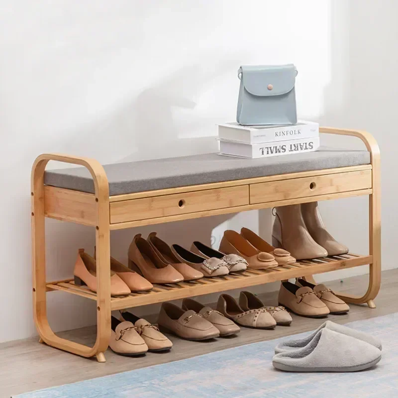 

Creative Multi-functional Bench Can Sit Organizer Shoes Rack Simple Modern Bamboo Shoe Stool For Shoes Storage